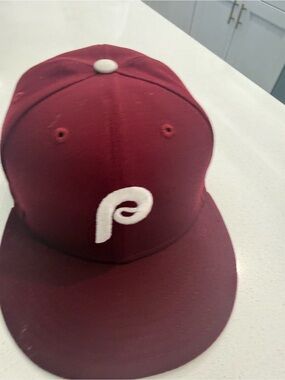 Maroon Phillies Baseball Cap with White P Emblem